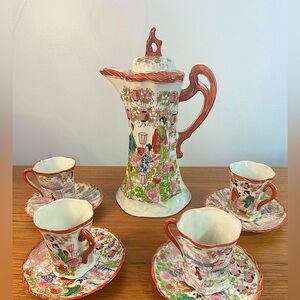 Vintage Japanese Geisha Girl Katani Style‎ Hand-painted 9 Pc Coffee Koike